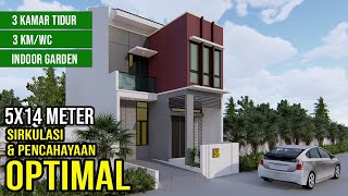 Rumah 2 Lantai Lebar Hanya 5 Meter 3 kamar tidur, dan inner garden