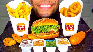 ASMR Burger King Impossible Whopper Chicken Nuggets Corn Dog Fries Onion Rings Ranch Eating Jerry