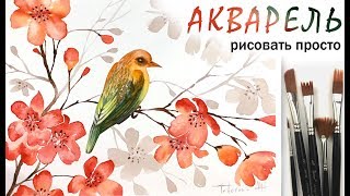 «Цветы. Птица» как нарисовать 🎨АКВАРЕЛЬ | Сезон 3-1 |Мастер-класс для начинающих ДЕМО