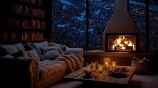 Deep Sleep with Blizzard & Fireplace Sounds | Winter wonderland ASMR | Sleep in the winter ambience