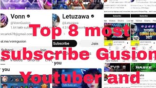 MLBB #TOP 8 GUSION MOST SUBSCRIBER AND VIEWS#