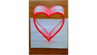 Romantic 3d Heart Drawing with Acrylic Painting | Easy Valentine 3d Heart Drawing step by step