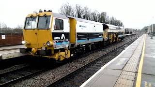 Volker Rail Track unit DR 75405 arrives at Chesterfield Station 3rd Jan 2024