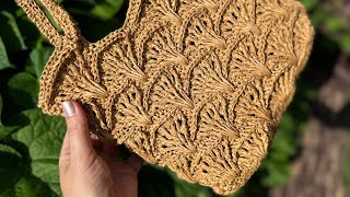 Сумочка из крученой рафии.. Подробный МК... Вязание крючком. raffia bag crochet tutorial