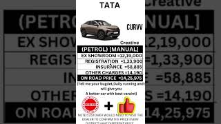 TATA CURVV CREATIVE PETROL MANUAL ON ROAD PRICE