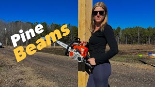 Sawing HEAVY Pine beams on our Woodmizer Sawmill! (Bonus Footage at the END!!!)