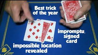 Best impromptu signed card to impossible location card trick REVEALED