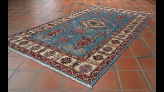 Handmade traditional fine Afghan Kazak rug in vegetable dyed wool 309582