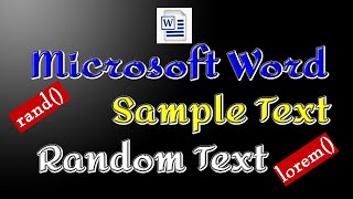 How To Add Placeholder Text In Microsoft Word || Rand Function || Lorem Function || 2020