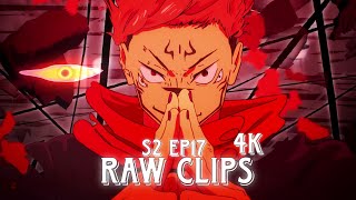 Sukuna vs Mahoraga Sukuna Raw Clips For Editing 4k! | Jujutsu Kaisen | S2EP17 ( Anime Raw Clips )