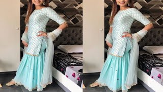 Frills sharara cutting and stitching //single layer sharara cutting and stitching..