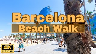 BEST Barcelona Beach Walk - Barceloneta 4K HDR Walking Tour