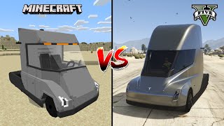 GTA 5 TESLA SEMI VS MINECRAFT TESLA SEMI - WHO IS BEST?