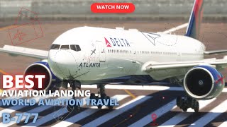 CROSSWIND GIANT Aircraft Flight Landing!! Boeing 777 Delta Airlines Landing at Gibraltar Airport