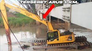 Hendak Perbaiki Tanggul Sungai Wulan Excavator Amfibi Terserst Arus !!!