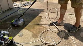 Ryobi $99 1600PSI Electric Pressure Washer   Clean Concrete Driveway Test