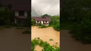 heavy rain and flooding in the Laos #laos #heavyrain #flood #shorts #VangVieng