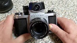 Pentax S1a, 1962, 35mm SLR, loading with film