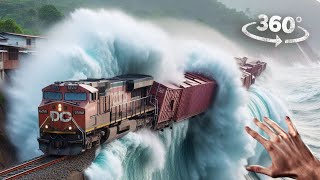 360° VR Disaster: Train Cliff Plunge Amidst Tsunami Chaos