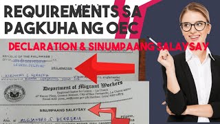 #déclarations #SINUMPAANG SALAYSAY REQUIREMENTS SA PAGKUHA NG OEC BALIK-MANGGAGAWA