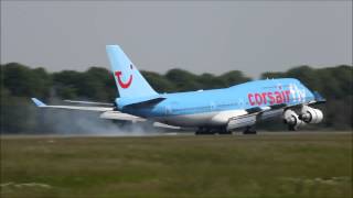 Corsair Boeing 747-400 and Air France Boeing 777-300 arriving at Paris Orly (HD)