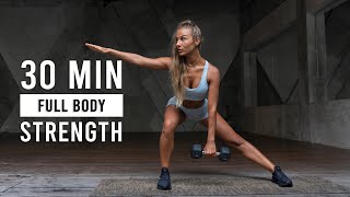 30 Min Full Body Strength Workout With Weights (No Jumping, Home Workout)