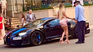 Only A Girl Drives Bugatti Chiron Super Sport + Best Of Bugatti 2023 In Monaco 🇲🇨