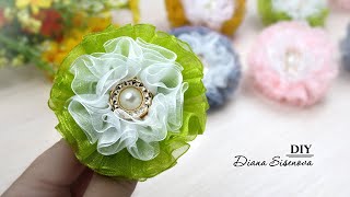 Резинки для волос из органзы. МК. Канзаши. / DIY. Kanzashi. Ribbon flowers.