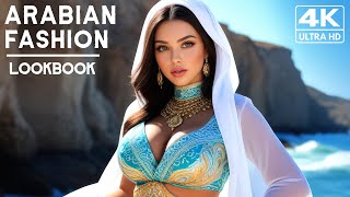 Arabian Coastal Fashion in 4K AI Art: Turquoise & Gold Masterpiece