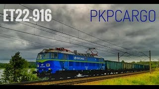 ET22-916 ze składem węglarek   /  ET22-916 with a freight train  #PKPCARGO  HD