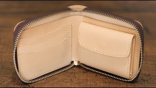 [Free PDF pattern] How to make a two-fold zipper wallet/leathercraft/DIY/making