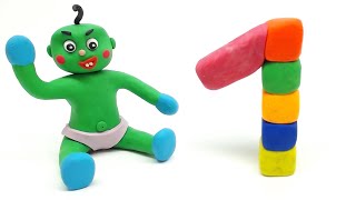 Green Baby Learn Numbers PlayDoh Stop Motion Superheroes Animation for Preschoolers