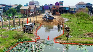 Bulldozer And Dump Truck Working Landfill 9 X 35 Meter - This Is Video Development City In Cambodia