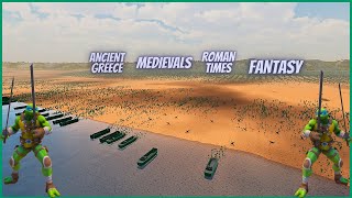 6,000,000 EVERY ANCIENT ARMY VS LEONARDO BEACH LANDING -Ultimate Epic Battle Simulator 2