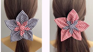 🌸🌸🌸How to make Fabric Flower Hair Clips | Contrast two Colour Flower Hair Bobble | Flor de tecido