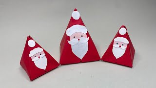 Origami-Weihnachtsmann: Rote Papierpyramide für süße Weihnachtsüberraschungen! 🎅🏻🎁