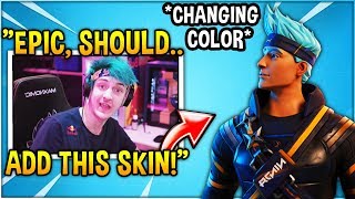 NINJA Reacts to HIS Own *CUSTOM* NINJA SKIN Concept! Reactive Hair Color!