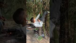 Bihu with Bamboo tree,see his fitness level Kakochang picnic spot,Golaghat,Assam,talent from Nalbari