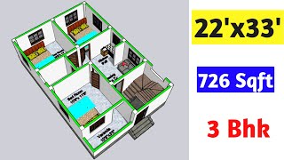 22x33 house plans || 22x33 ghar ka naksha || 22x33 house design || 726 Sqft