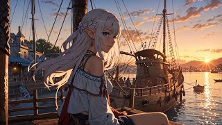 Elven Beauty at Sunset Harbor⚓| Relaxing Medieval Music✨| Cinematic & Serenity🌊