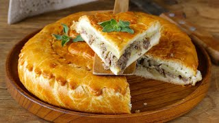 Пышный пирог с мясом и картошкой. Сдобный, сытный и невероятно вкусный