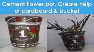 make  cement flower pot help of plastic mold & cardboard for garden decorate - Cement craft ideas