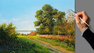 👍 Acrylic Painting - Autumn Morning / Easy Art / Drawing Tutorials / Landscape / Satisfying Relaxing