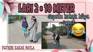 Olahraga lari 2×10 meter, kakak hilya ikutan lari sampai sepatunya copot 😂😂