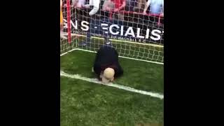 ENGLISH SUPPORTER SNOWS THE LINES OF THE FOOTBALL PITCH (SO FUN)