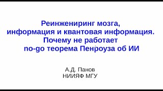 Реинжиниринг мозга, информация и квантовая информация - Александр Панов  — Семинар AGI