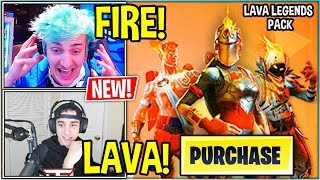 Streamers React to *NEW* "LAVA LEGENDS" Bundle SKIN Pack in Fortnite! (Lava Red Knight)