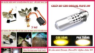 BÓNG ĐÈN PHA LED CHÂN M5 ĐÈN PHA LED 3 TIM SIÊU SÁNG LẮP XE MÁY XE HƠI Ô TÔ LOẠI TỐT