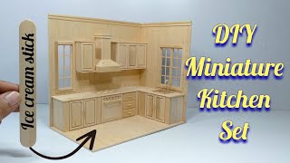 How To Make A Miniature Kitchen Set With Ice Cream Stick And Plywood | DIY Miniature