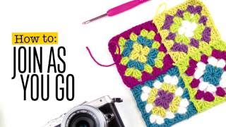 How to crochet join as you go granny squares (UK terms)